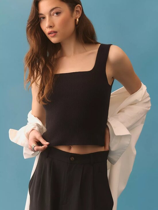 Reformation Tops - REFORMATION Black Julia Ribbed Sweater Tank  Sz M